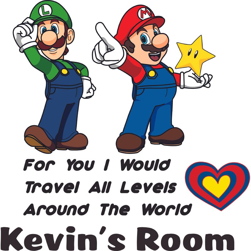 Design With Vinyl Super Mario Luigi Travel Quote Cartoon Customized 